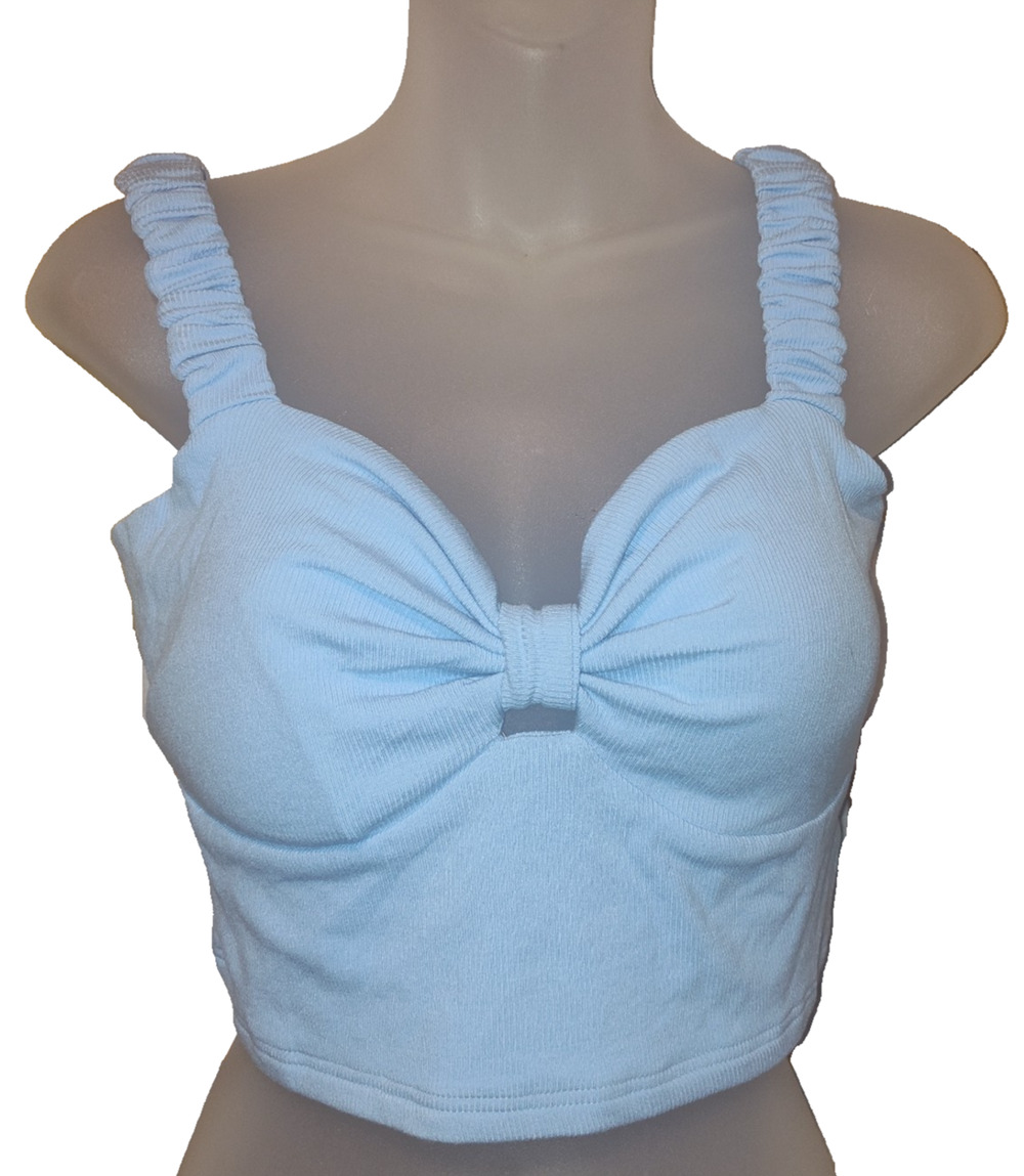Listicle Women’s Light Blue Sleeveless Knot Detail Top Size L BG25